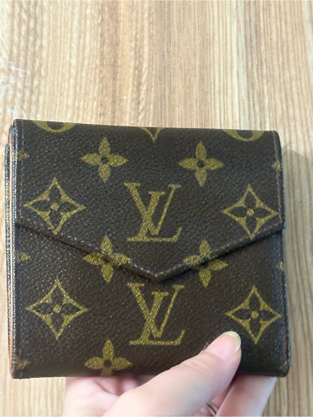Authentic Louis Vuitton Monogram Canvas Leather Elise Compact Wallet Vintage